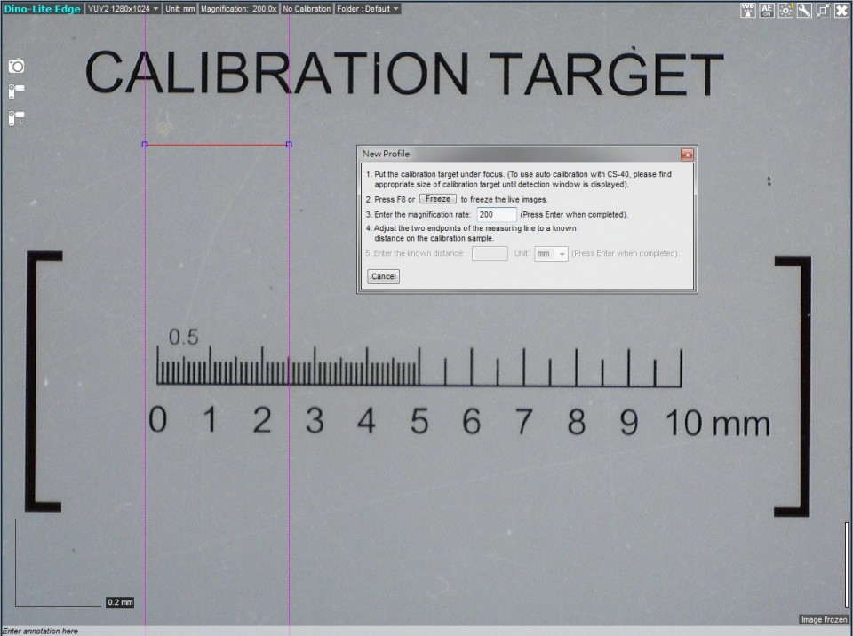 calibration target dino-lite