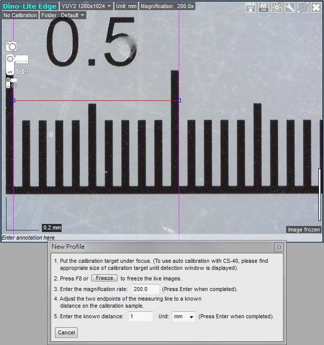 dino-lite calibration